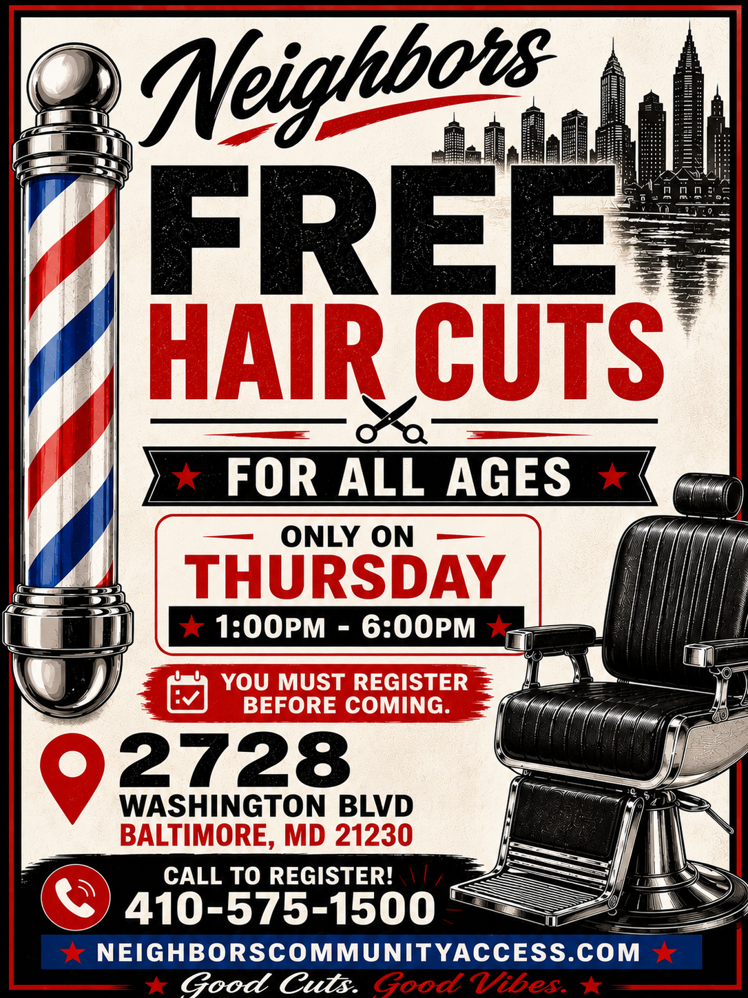 Community Barbershop — Free Haircuts for All Ages flyer