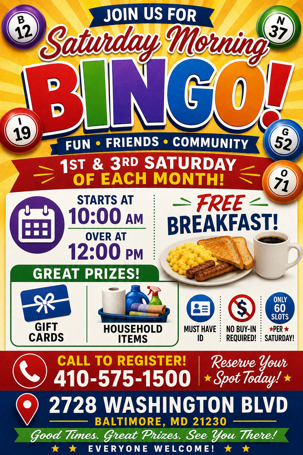 Saturday Morning Bingo flyer